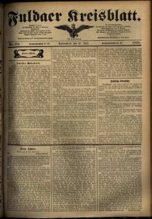 Erste Ausgabe vom Samstag, den 21. Juli 1906.