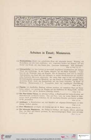 Arbeiten in Email; Miniaturen (Nr. 534 - 570)