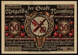 Notgeld der Stadt Naumburg a. Saale 50 Pfg.