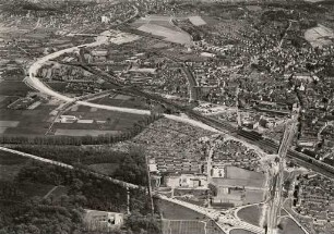 Luftbildaufnahmen von Karlsruhe. Durlach/Aue - Umgehungsstraße Durlach im Bau