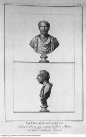 Il Museo Pio-Clementino, Tomo I-VII, Tomo VI: Busti del Museo Pio-Clementino, Büste des Trebonianus Gallus, frontal und im Profil