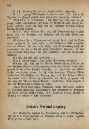 Sechster Verhandlungstag.