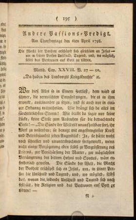 195-207, Andere Passions-Predigt. Am Charfreytage den 6ten April 1798.