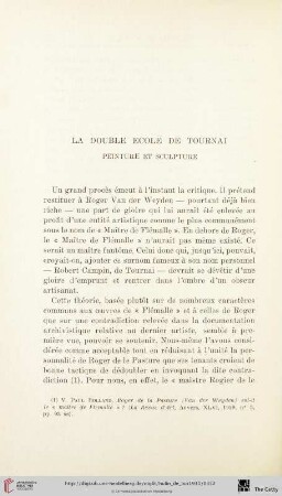 La double école de Tournai, peinture et sculpture