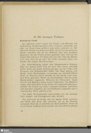 II. Die heutigen Trachten