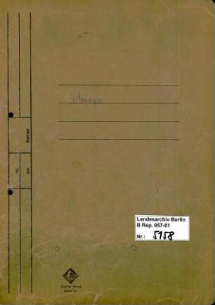 Geschäftsverteilung und allgemeine Unterlagen der Abteilung 5 ("Arbeitsgruppe RSHA") der Staatsanwaltschaft bei dem Kammergericht Berlin