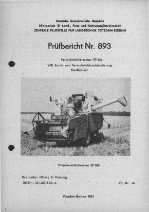 Parzellenmähdrescher EP 500