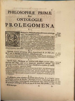 Philosophia Prima Sive Ontologia Methodo Scientifica Pertractata, Qua Omnis Cognitionis Humanae Principia Continentur