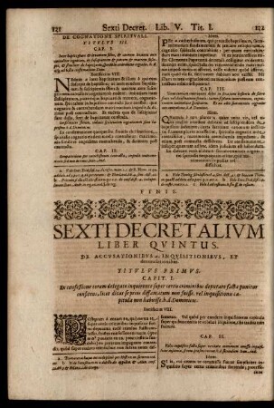 Sexti Decretalium Liber Quintus.