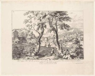 Landschaft mit Vogelfänger, aus der Folge "Varia Marci Ricci pictoris praestantissimi experimenta", Bl. 6