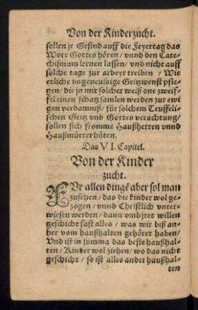 Ds VI. Capitel. Von der Kinderzucht.