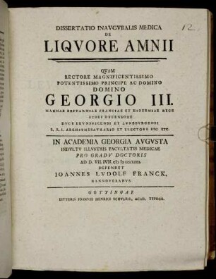 Dissertatio Inavgvralis Medica De liqvore Amnii