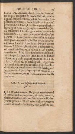 Cap. 17. De Sessione ad dexteram patris.