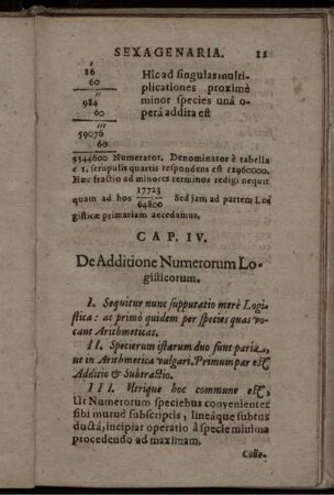 Cap IV. De Additione Numerorum Logifticorum.