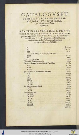 Catalogus Et Operum Et Eorundem Praecipuarum Partium D. M. L. Quae in hoc secundo Tomo continentur.