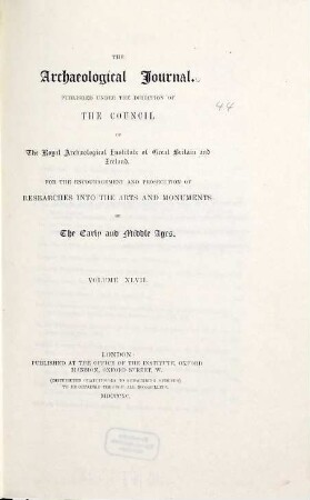 The archaeological journal. 47. 1890