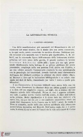I. La letteratura storica