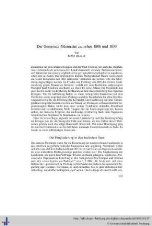 Die Gemeinde Günterstal zwischen 1806 und 1830.