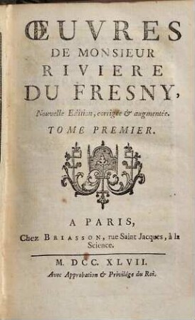 Oeuvres De Monsieur Riviere Du Fresny, 1