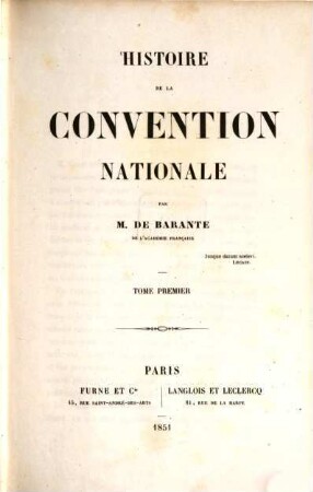 Histoire de la Convention nationale. 1