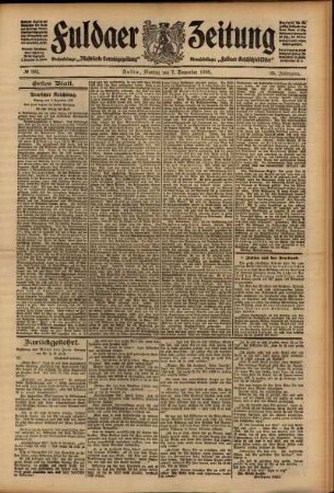 Erste Ausgabe vom Montag, den 07. Dezember 1908.