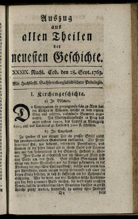 XXXIX. Nachl. Cob. den 28. Sept. 1763.