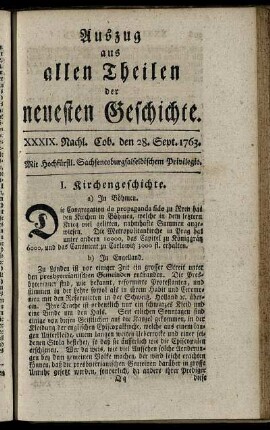 XXXIX. Nachl. Cob. den 28. Sept. 1763.