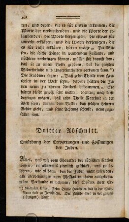 108-125, Dritter Abschnitt. Entstehung der Erwartungen und Hoffnungen der Juden.