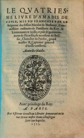 Le ... livre d'Amadis de Gaule, 3.