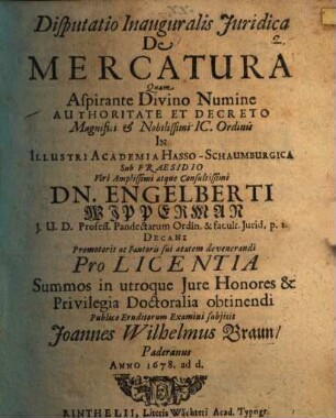 Disputatio Inauguralis Juridica De Mercatura