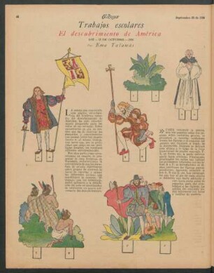 Trabajos escolares : El descubrimiento de América 1492 - 12 de Octubre - 1936