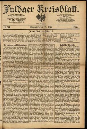 Erste Ausgabe vom Samstag, den 18. März 1893.