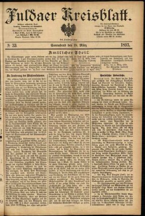Erste Ausgabe vom Samstag, den 18. März 1893.