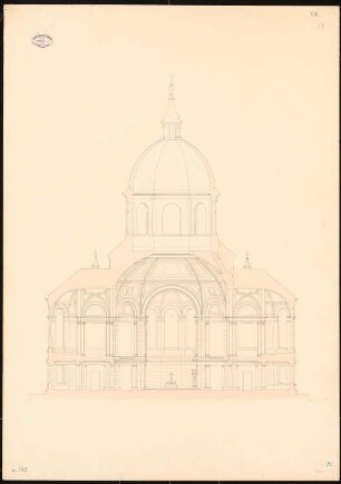 Evangelische Garnisonkirche, Straßburg Wettbewerb: Querschnitt 1:100