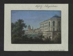 Ansicht der Bürgerschule in Leipzig, Stich, 1830 : Die Bürgerschule zu Leipzig. - [S.l.] , [um 1830]. - 1 Kunstbl. : Stich ; 14 x 9 cm