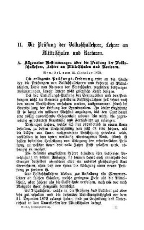 II. Die Prüfung der Volksschullehrer, Lehrer an Mittelschulen und Rectoren