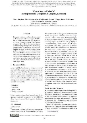 What's New in EuReCo? Interoperability, Comparable Corpora, Licensing