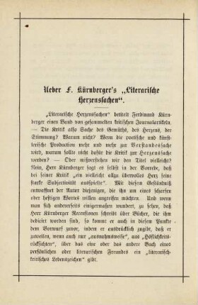 Ueber F. Kürnberger's "Literarische Herzenssachen"
