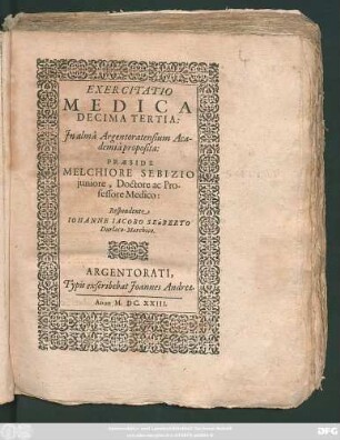 Exercitatio Medica Decima Tertia
