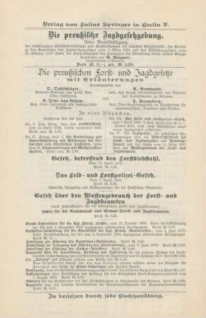 Verlag von Julius Springer in Berlin N.