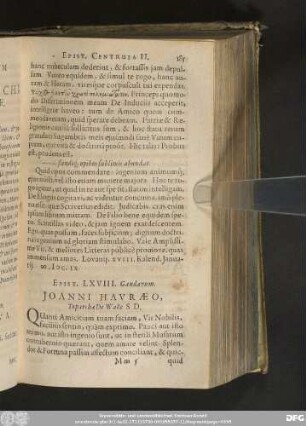 Epist. LXVIII. Gandavum. Ioanni Hauraeo, Toparchae De Walle S. D.