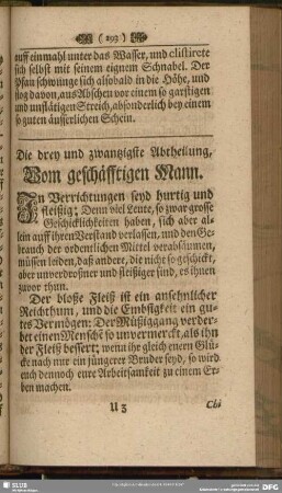 Die drey und zwantzigste Abtheilung, Vom geschäfftigen Mann