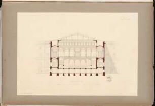 Landesbibliothek Berlin Schinkelwettbewerb 1875: Querschnitt durch das große Treppenhaus; Maßstabsleiste