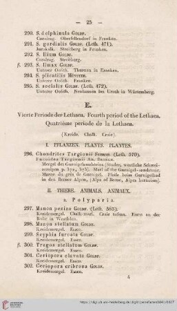E. Vierte Periode der Lethaea. Fourth period of the Lethaea. Quatrième period de la Lethaea. (Nr. 296- 345)