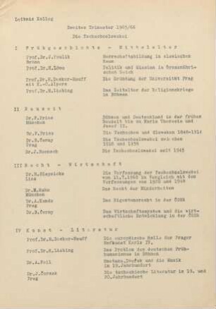 Zweites Trimester 1965/66