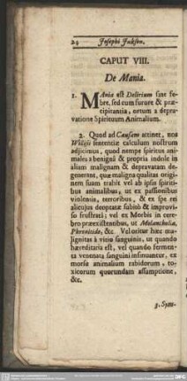Caput VIII. De Mania
