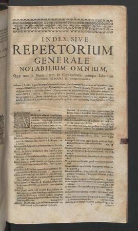 Index, sive repertorium generale notabilium omnium