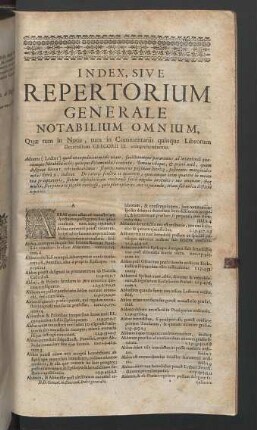 Index, sive repertorium generale notabilium omnium