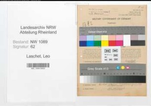 Entnazifizierung Leo Laschet , geb. 09.02.1921 (Kaufmaennischer Angestellter)
