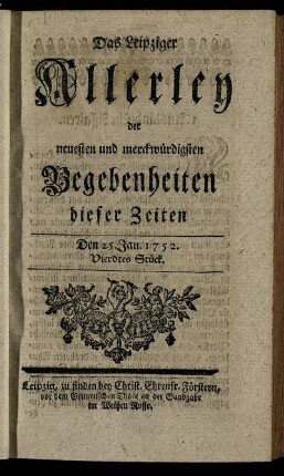 Den 25. Jan. 1752. Vierdtes Stück.